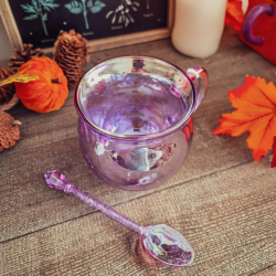 Mug Chaudron Double Paroi en Verre Violet avec Cuillère – Candy Cauldron