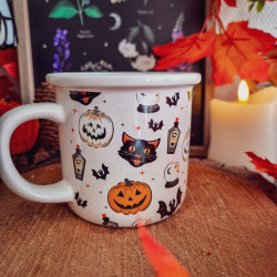 Mug « Spooky Cat & Pumpkin » – Chat Noir d'Halloween