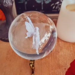 Boule de cristal en verre gravée « Stardust Fairy » avec support