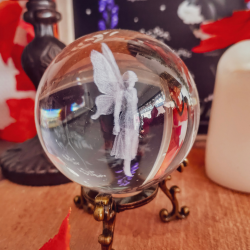 Boule de cristal en verre gravée « Stardust Fairy » avec support