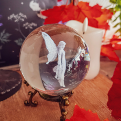 Boule de cristal en verre gravée « Stardust Fairy » avec support