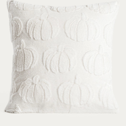 Housse de coussin  citrouille en relief – Blanc, 45 × 45 cm